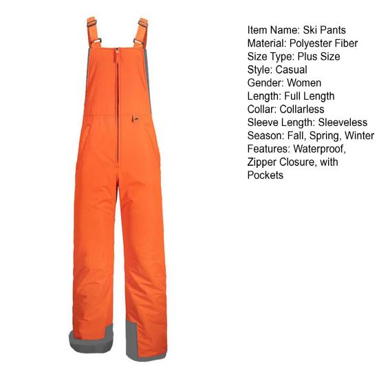 Waterproof Ski Pants Women Ski Bib Insulated Overalls Thickened Adjustable Shoulder Strap