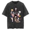 New Anime Hunter X Hunter Printed Tshirt Mens and Womens Washed Tshirt High Quality Vintage Cotton Tshirt Harajuku Top