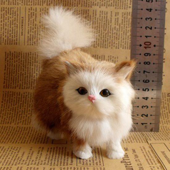 Имитация кошачьего орнамента, реалистичная плюшевая игрушка кошечка, искусственный мех, модель животных, пушистая кукла для кошек, подарок
