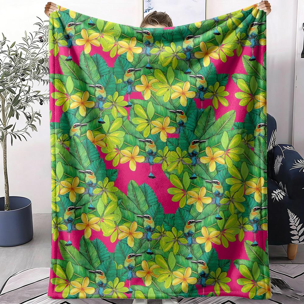 Plumeria Throw Soft Flannel AC Blanket Lightweight Summer Nap Throw Cozy Blanket for Sofa Bed Travel Home