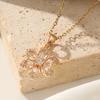 New Gold Color Stainless Steel Necklaces for Women Fashion Luxury Zircon Flowers Pendant Necklace Jewelry Clavicle Chain