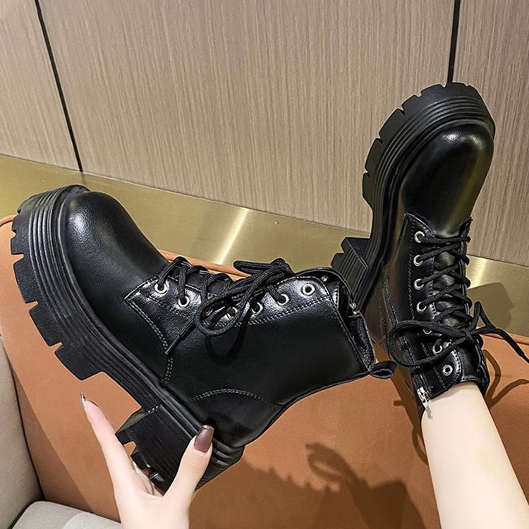 Осень и зима британские ветрозащитные ботинки Martin на платформе с локомотивом, женские новые толстые каблуки, универсальные, короткие, модные, повседневные