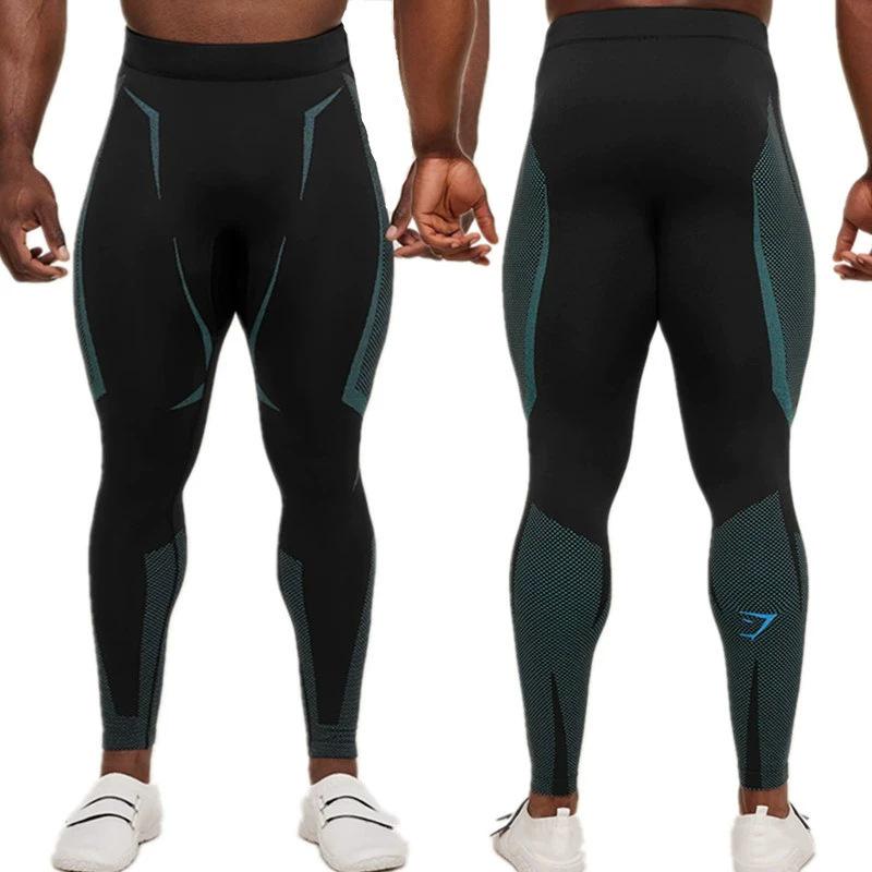 Мужские компрессионные леггинсы GYMSHARK с быстрым высыханием и классическим принтом-акулой для фитнеса, спорта и йоги