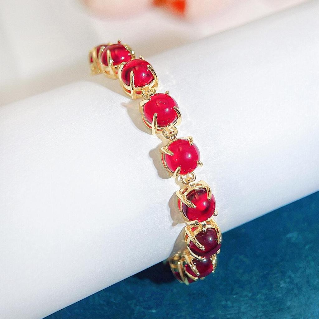 CMM Bohemian Retro Ethnic Emerald Color Ruby Color Zirconia Tennis Bracelet Women's Party Hand Jewelry Accessories