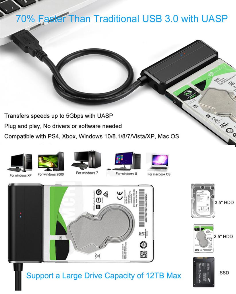 SATA To USB 3.0 Adapter Cable With US Plug