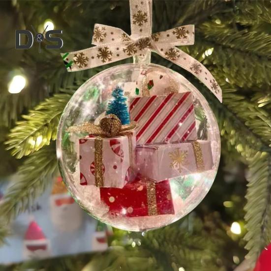Забавные мини-упаковки, украшение, рождественский прозрачный шар, подвеска, рождественская елка, подвесная экспресс-коробка, украшение, подарочная коробка