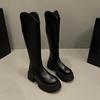 Черные женские сапоги Petite на толстой подошве с высоким каблуком, длинные сапоги выше колена, рыцарские сапоги, осень/зима