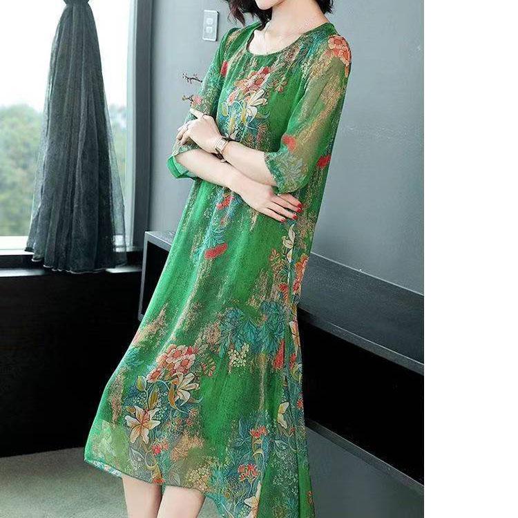 Женское элегантное шелковое платье Boussac с цветочным принтом в стиле вестерн, Vestidos Mujer, 5xl