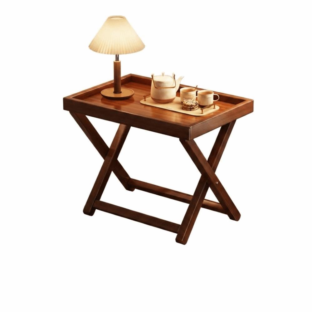 Sturdy Base Wooden Small Table Quick Setup Stable Foldable Coffee Table Compact Portable Folding Sofa Table Home Living Room