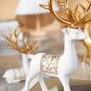 2pcs/set Reindeer Statue Ornament, Christmas Elk Resin Ornament, Small Reindeer Statue, Nordic Style Sitting and Standing Elk Statue,Christmas Gift,