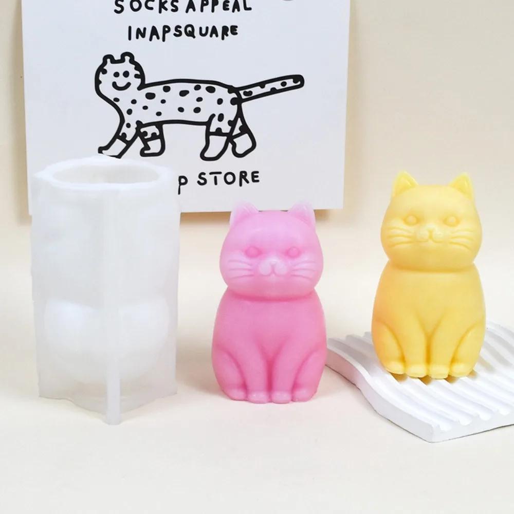 3D Fat Cat Animal Silicone Candle Mold DIY Lovely Kitty Gypsum Mould Aromatherapy Soap Making Tool Handmade Gifts Home Decor