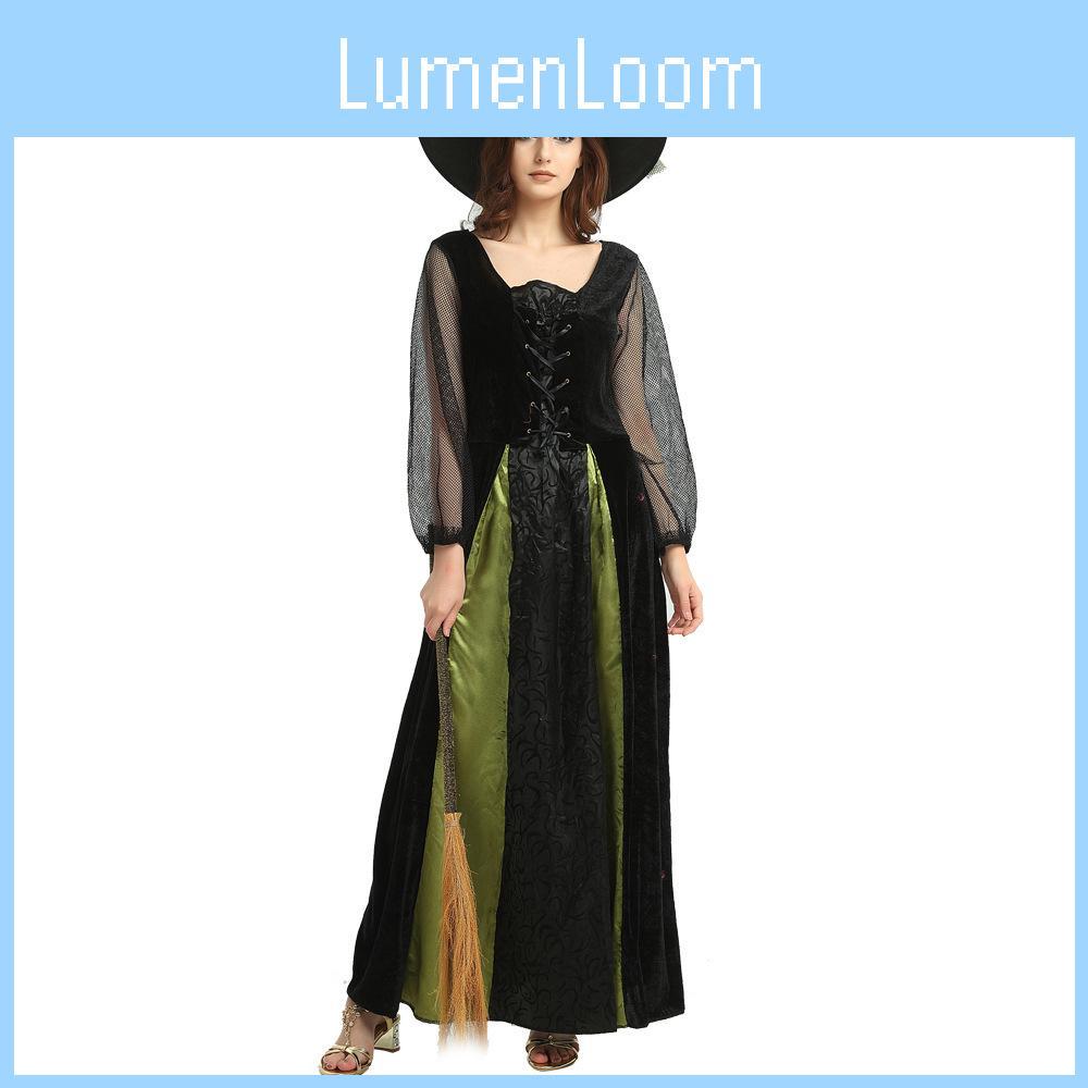 Очаровательный костюм вампирской ведьмы с зелеными перьями для взрослых. Идеально подходит для вечеринок.