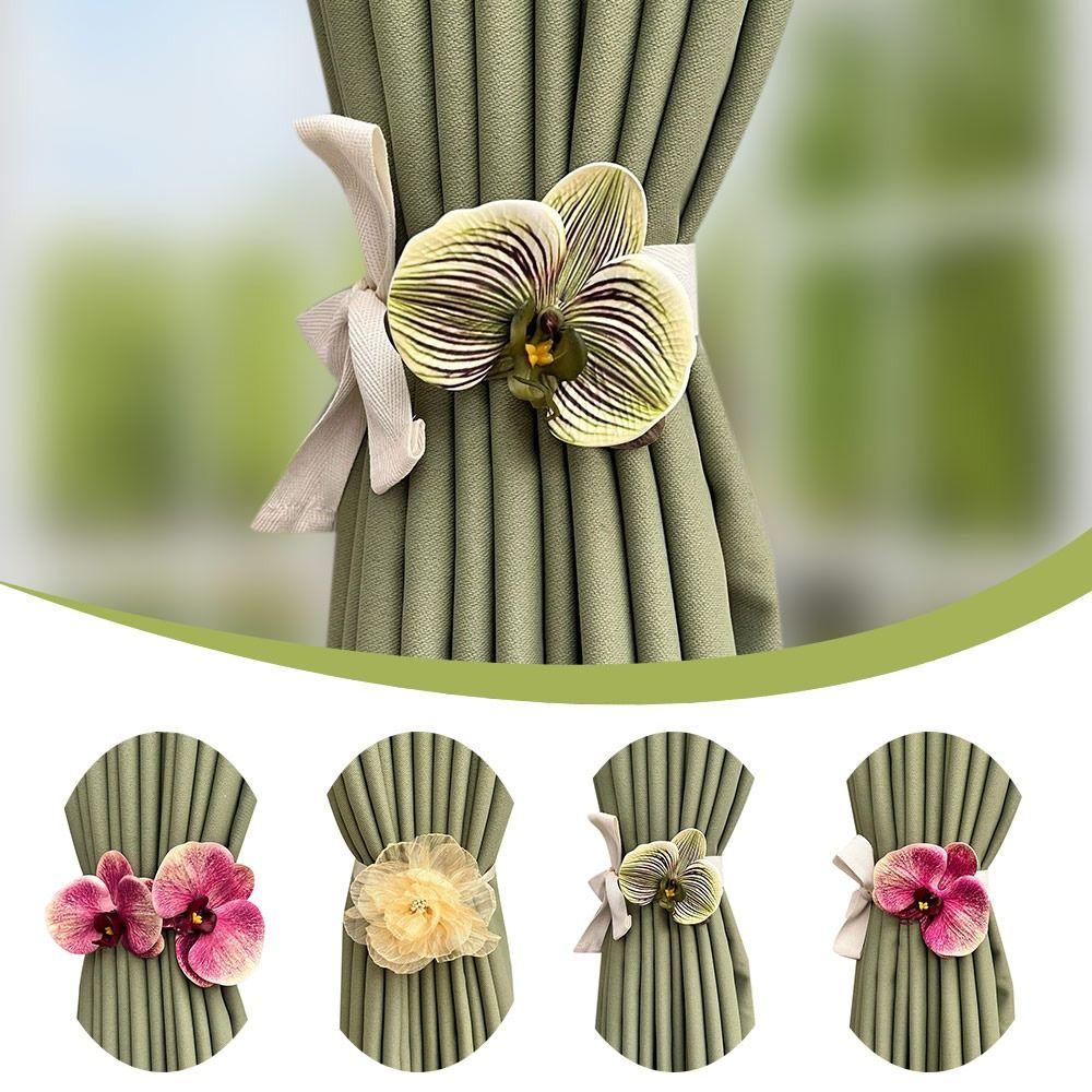 Flower Shape Curtain Buckles No Punching Curtain Strap Modern Curtain Hanging Rope Home Decoration