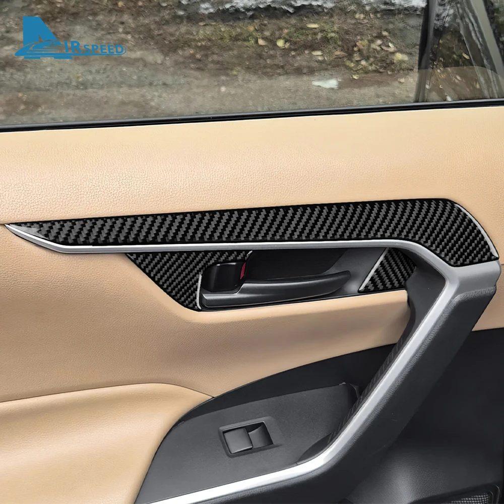 Real Soft Carbon Fiber Sticker For Toyota RAV4 XA50 2019 2020 2021 2022 2023 2024 2025 LHD RHD Car Inner Door Handle Trim Panel