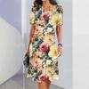New Women's Dresses Flower Printed Summer Vacation Elegant Dress Feamle Short Sleeve Dresses Fashion Oversized Clothes