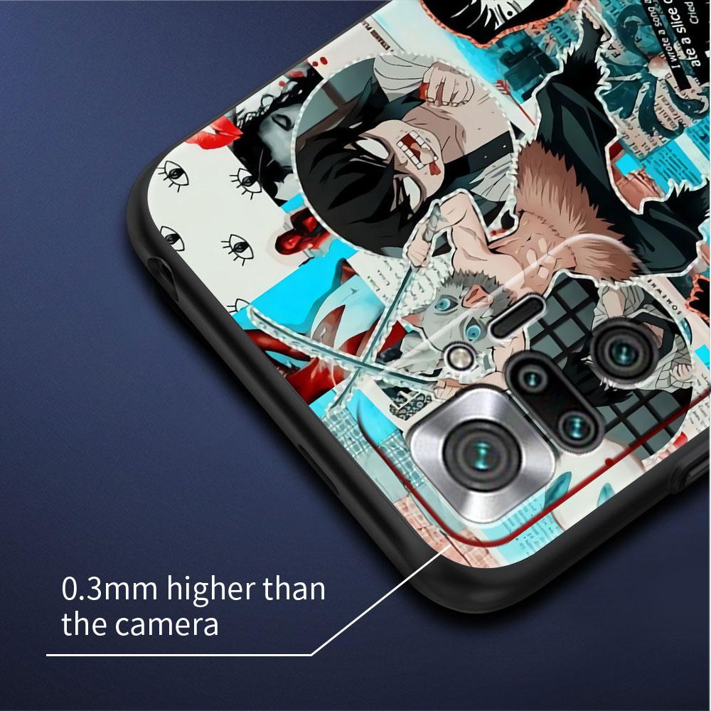 Роскошный черный чехол для телефона Xiaomi Redmi Note 11 10 9 8 7 Pro 9S 9A 9C 10s 8T K40 10C 10S Funda Cover Kimetsu Yaiba Demon Slayer