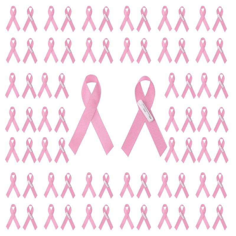 Набор из 200 брошей-булавок с лентами, красивые дизайны, розовая лента, эмалевая булавка, значки для информирования о здоровье и осведомленности о раке молочной железы