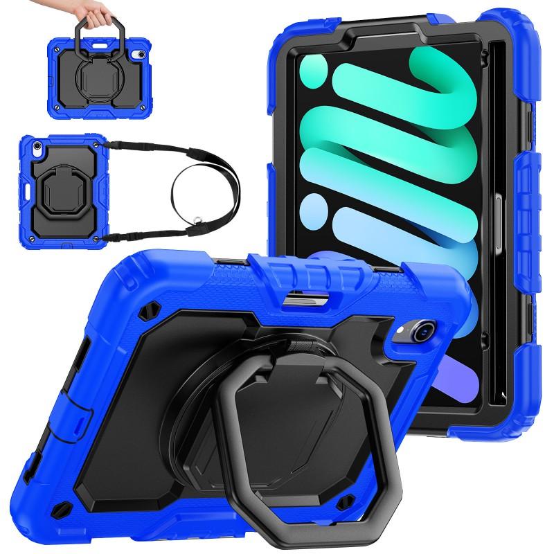 IPad Mini 6/7 Case Shockproof 360 Rotating Stand Hand Strap Silicone Cover Tablet
