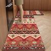 Simple Grey Scale Tribal Pattern Two Pack Kitchen Runner Rug Oil Proof Anti Slip Mat Under Sink Neutral Home Decor