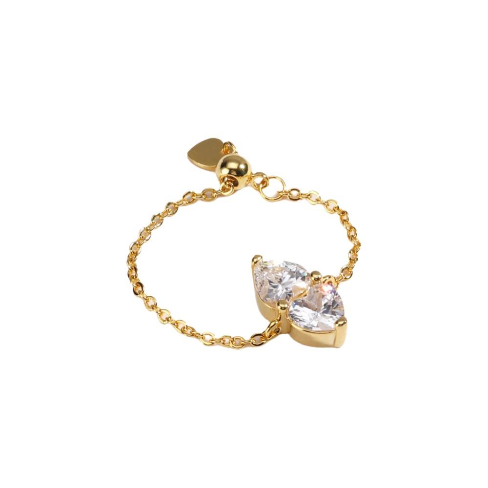 Exquisite Zirconia Chain Rings Minimalist Women Link Chain Ring Adjustable Chain Ring  Wedding