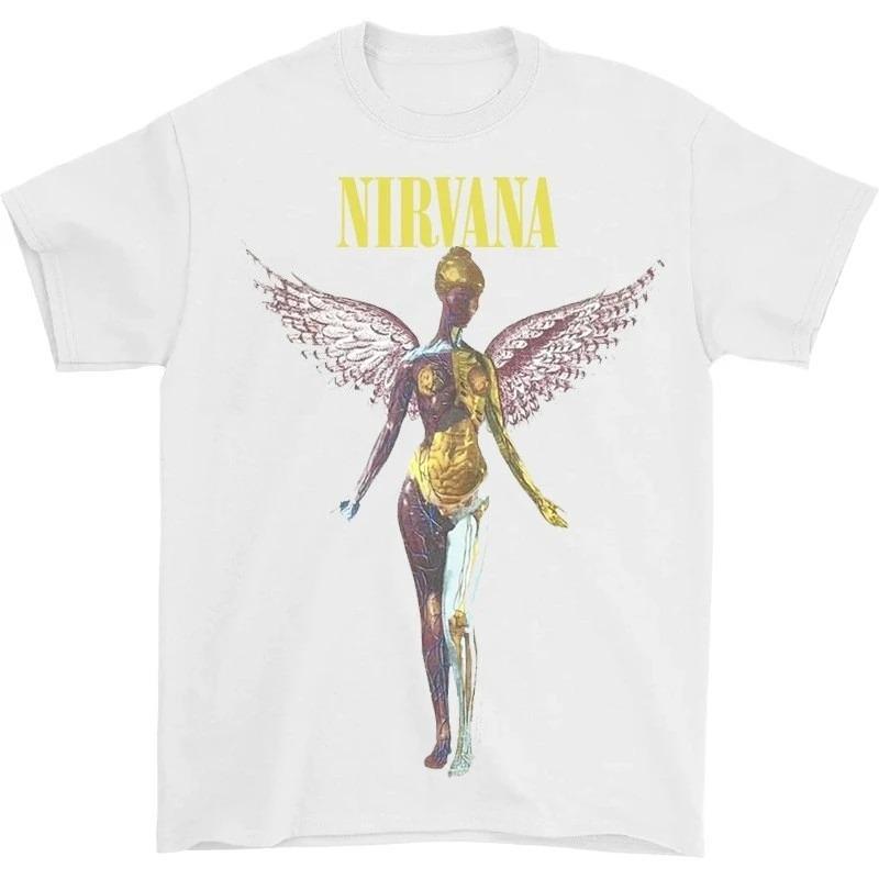 Nirvana Рок-группа Классический Альбом Постер Графический Принт Хлопковая Футболка Уличная Мода Хип-Хоп Модная Футболка Унисекс Женская Свободная Оверсайз Топ