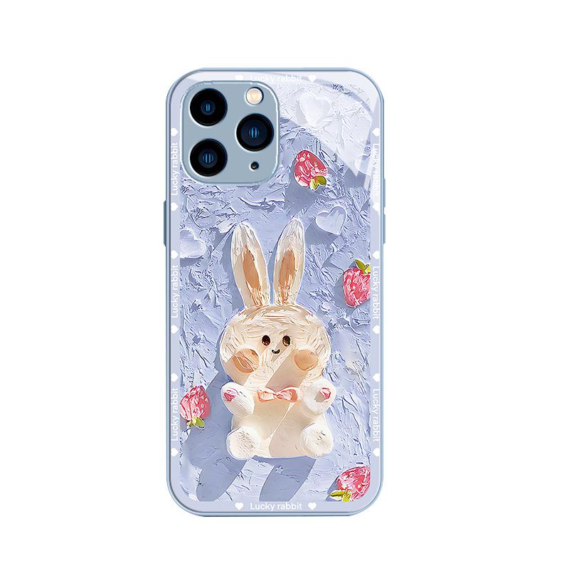 Apple 13Pro Rabbit X/XS Liquid Glass MAX Oil Painting 13 All-inclusive iPhone11 Cover
