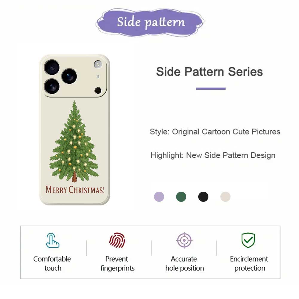 For iPhone 17 Pro Max Case Christmas Tree Pattern Printing Straight Edge TPU Phone Back Cover