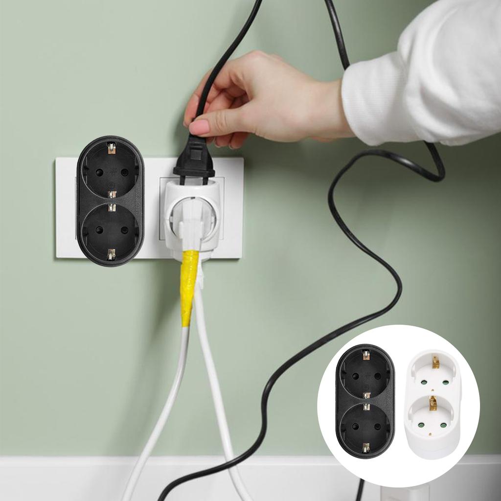 Upgrades Double Outlet Adapter for Euro/German Sockets Electrical Socket Extender for Simultaneous Device Charging