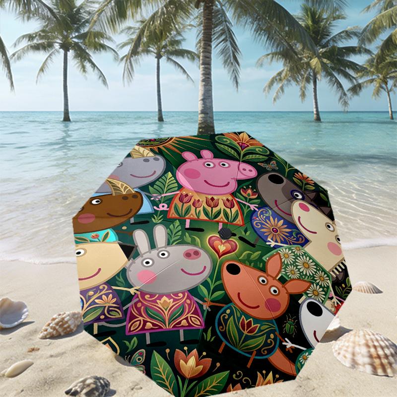 Peppa Pig Print Umbrella Automatic Opening/ Closing - Portable Foldable Design - Daily use for Travel/Outdoor - Gift for Birthday