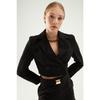 Double Breasted Crop Blazer Jacket Black
