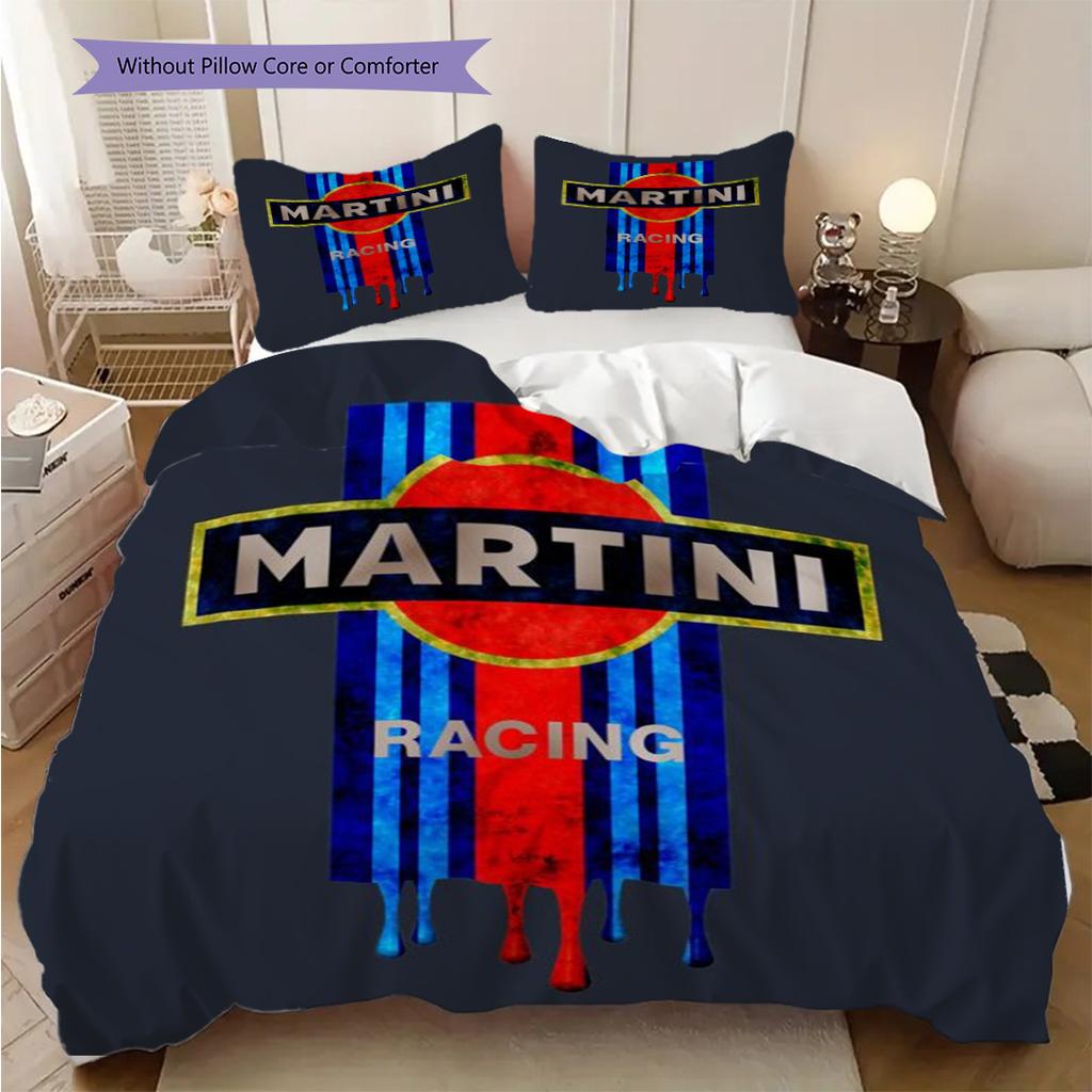 Martini Heritage Theme Bedding (1 * duvet cover + 2 * pillowcase, without core) 2D Flat Christmas birthday gift Bedding set Duvet cover and pillowcase