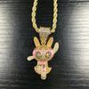 European and American hip-hop rock cartoon flying girl police officer men's and women's necklace colorful zirconium jewelry