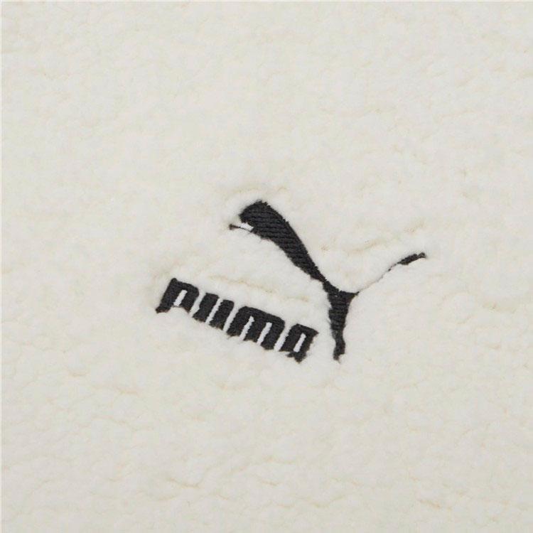 Puma Solid Color Faux Shearling Warm Hoodie Pullover Men Tops Ivory-White 533122-73