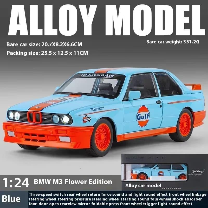 Новый 1:24 BMW M3 литая модель автомобиля со звуком и светом для дома коллекция хобби украшения ретро симулятор автомобиля модные игровые украшения мальчики подарок