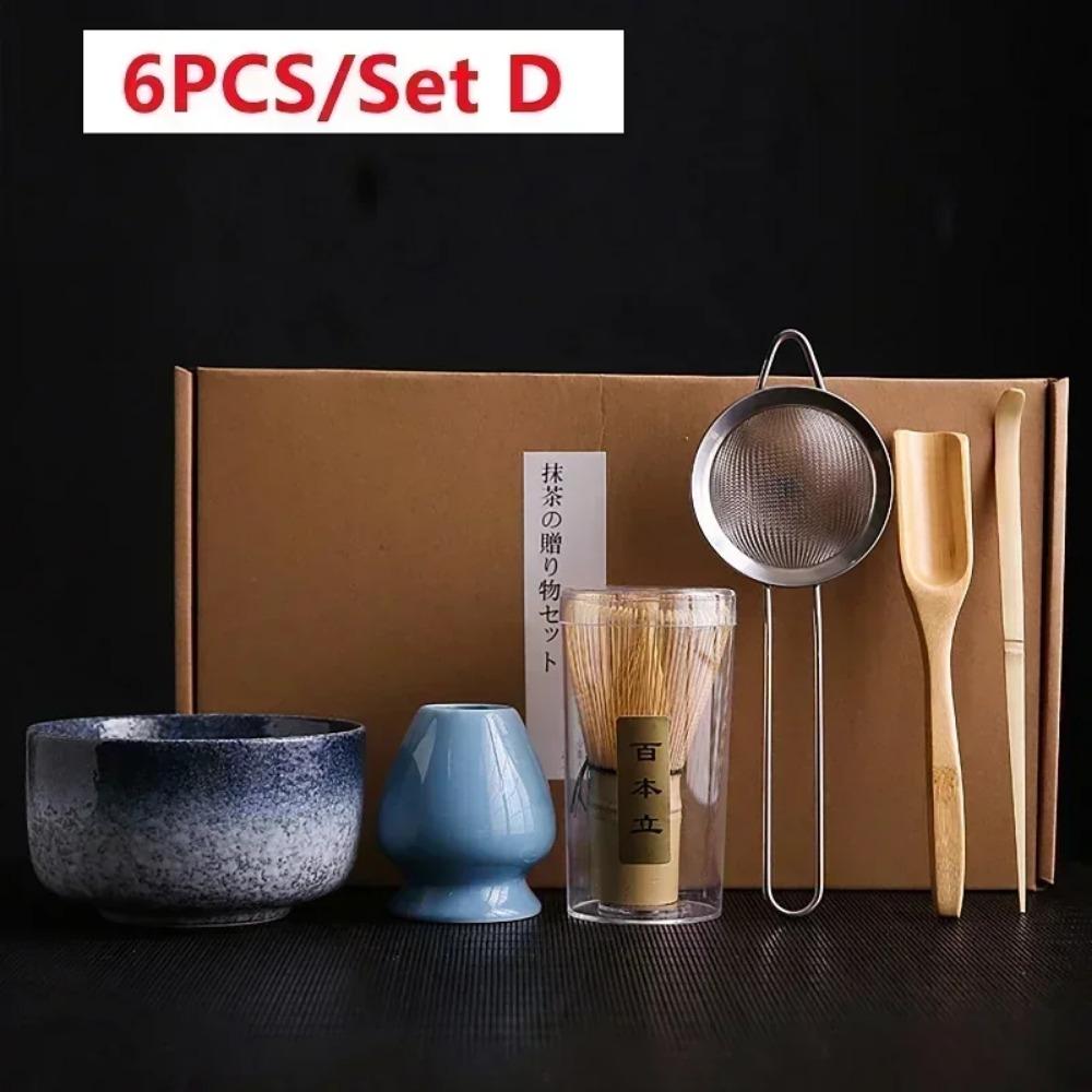 4/6 шт. Набор для чая матча ручной работы для дома, легко чистить, подставка для инструментов, миска, венчик, ложка, подарок, церемония, традиционные японские аксессуары