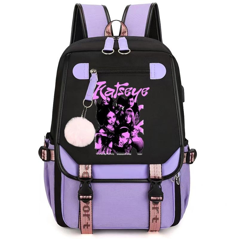Katseye K-Pop Girl Group Print School Backpack for Students Daily Commute 1216-2, Lightweight Water-Resistant Large Capacity Bookbag