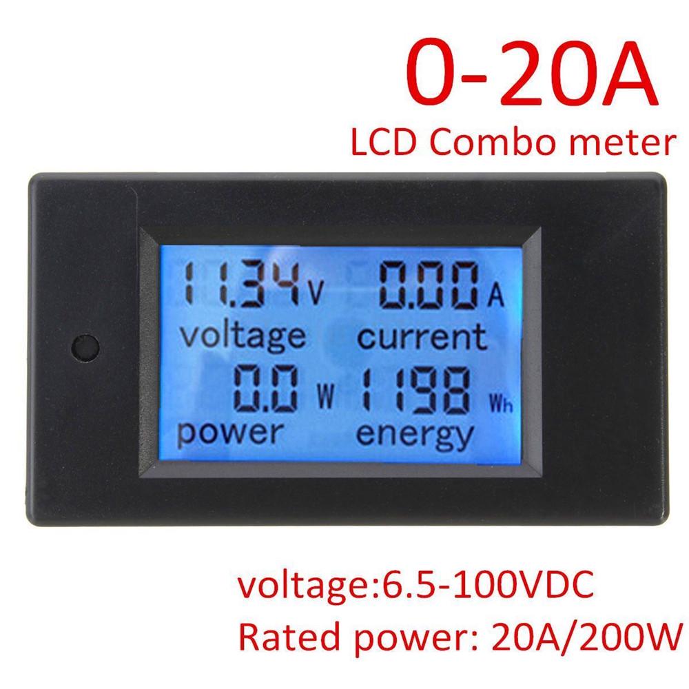 20A/100A Цифровой измеритель DC6.5-100V AC80-260V Вольтметр Амперметр ЖК 4-в-1 DC Напряжение Ток Мощность Энергия Детектор