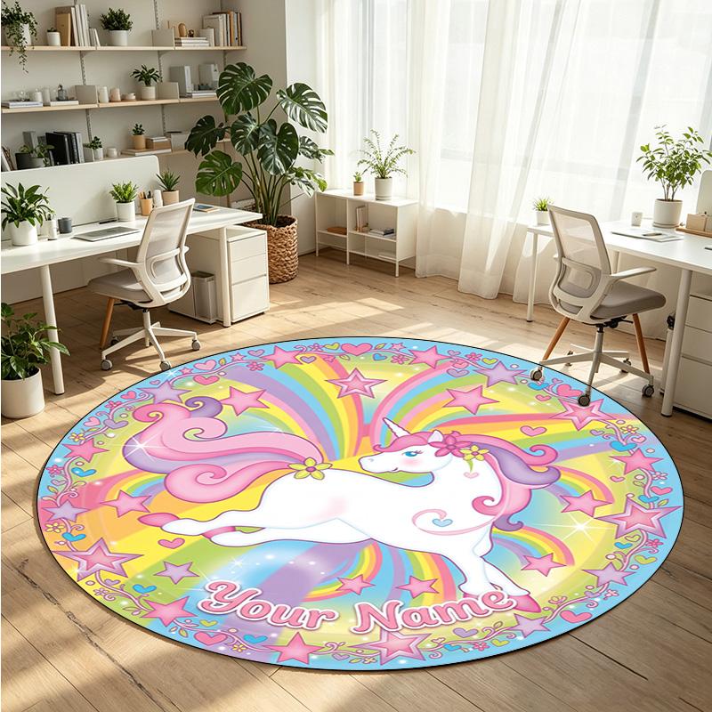 Wild Animals (397) Theme Round Crystal Velvet Rug Custom Name Text Personalized Floor Mat Home Decor Non Slip Crystal Carpet