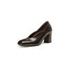 French New Cowhide Square Head High-heeled Single Shoes Women's 2025 Autumn Skirt Commuting Temperament Thick Heel Light Mouth Small Leather Shoes