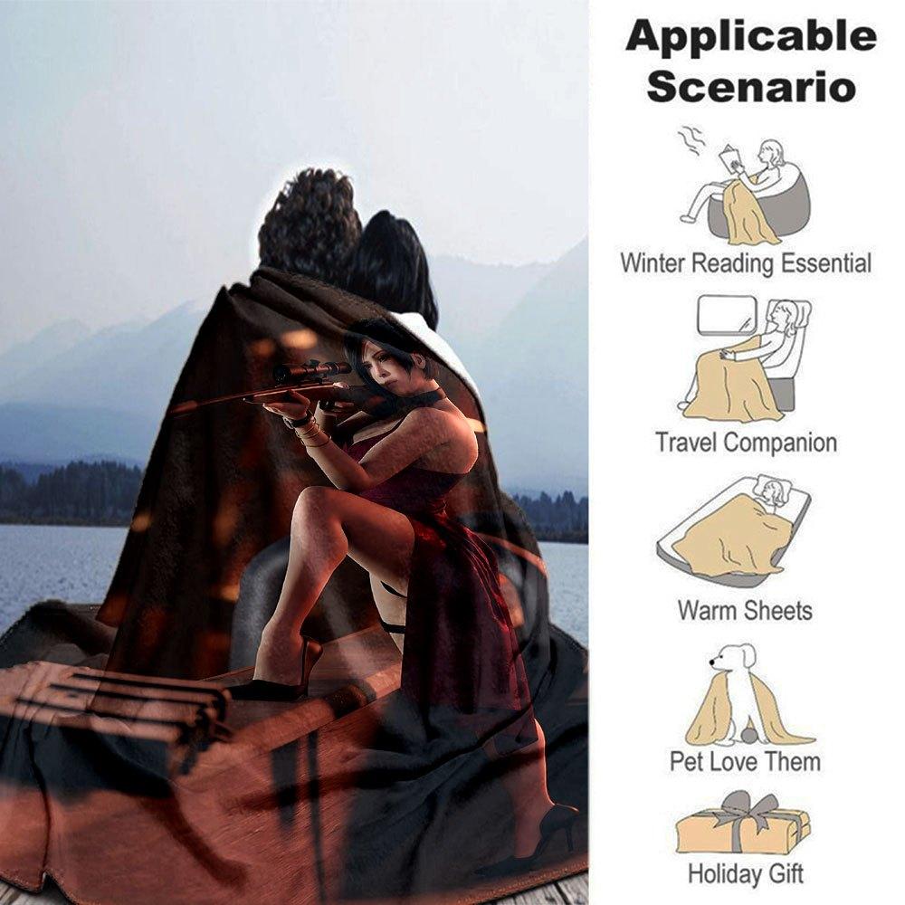 1 шт. Плед Resident Evil 2 Мягкий теплый плед для дома, офиса, путешествий Всесезонное уютное постельное белье Подарок, Уютный офисный аксессуар