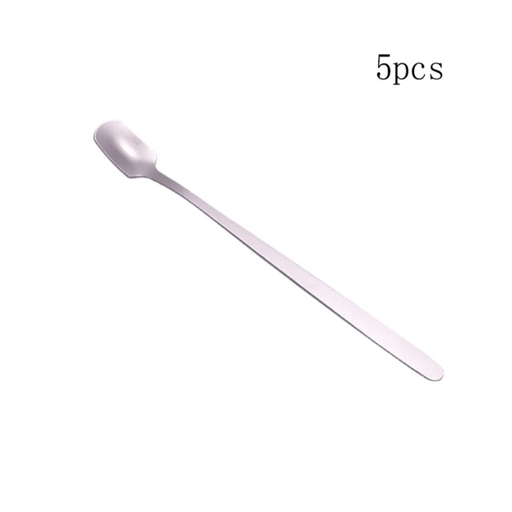 5pcs Silver/gold Square Teaspoon Long Handle Dessert Scoops Coffee Stirring Spoons Afternoon Tea