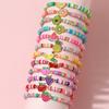 12Pcs/set Unicorn Cat Flower Charm Elastic Handmade Beaded Bracelets for Women Girls Birthday Party Zircon Friendship Gift