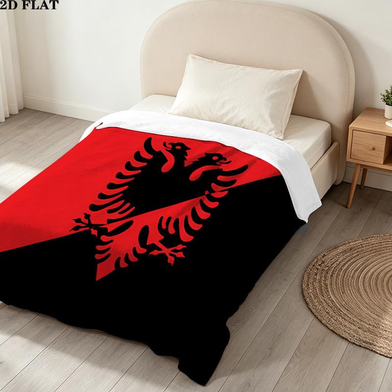 1PC Republic Albania Patterned Flannel Blanket Suitable For All Seasons For Home Decor Warmth And Comfort Gifts Holiday Present