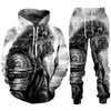 Толстовка/спортивный костюм с 3D принтом льва, мужские крутые толстовки с капюшоном + брюки, спортивный костюм в стиле хип-хоп, мужской уличный комплект одежды