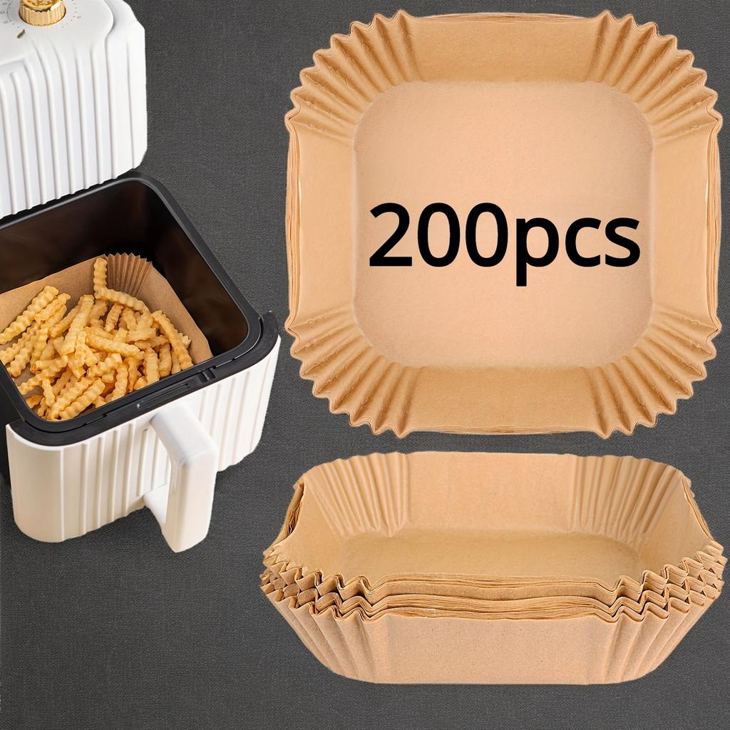 100/200pcs Air Fryer Disposable Paper Liners Square, Air Fryer Accessories, Oil Proof & Water Proof, Paper Liner for Baking Roasting Microwave Oven