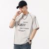 Letter Print Short Sleeve T-shirt Men's Summer Cotton Loose Half Sleeve Top