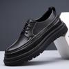 2024 Модная брендовая мужская обувь на толстой подошве, мужская повседневная обувь, увеличивающая рост, обувь из натуральной кожи, черная KA4637