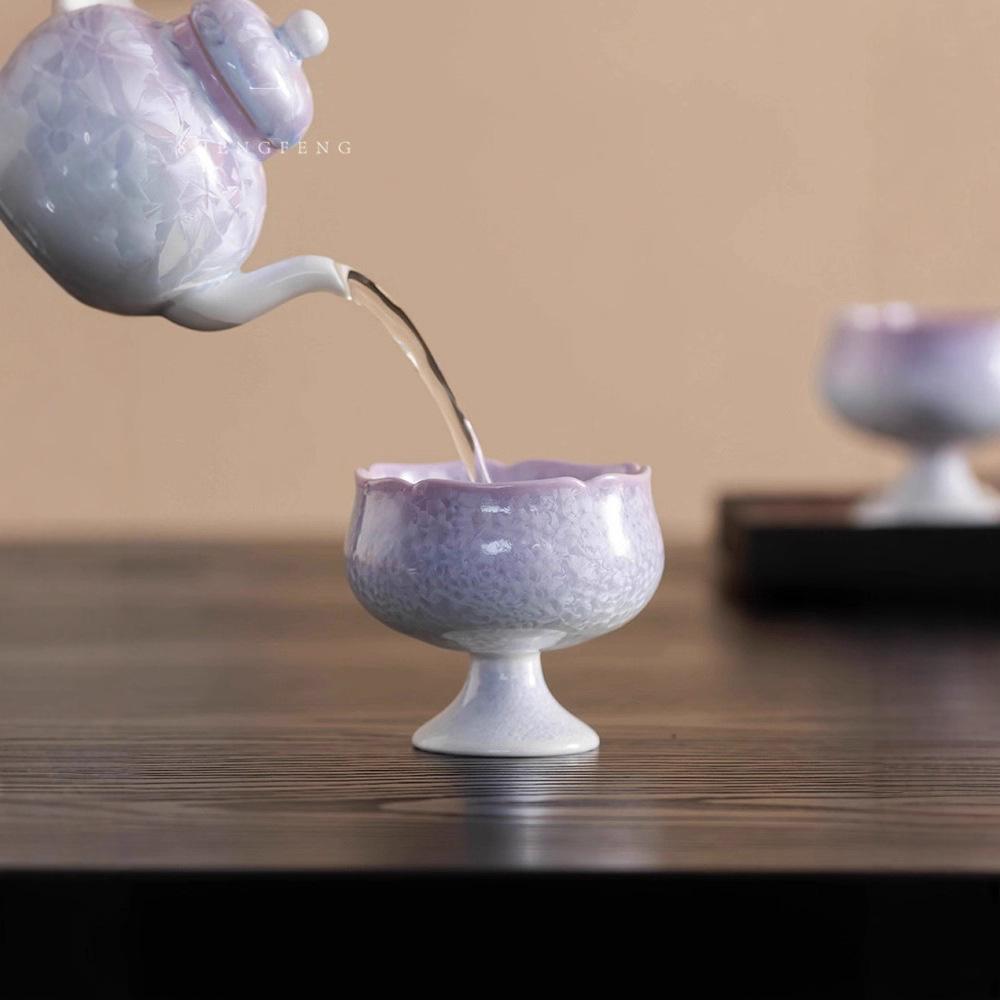 Handmade Flambe Glaze Teacup Porcelain Tea Cup Crystal Glaze Ceramic Personal Master Cup for Tea Ceremony Gift