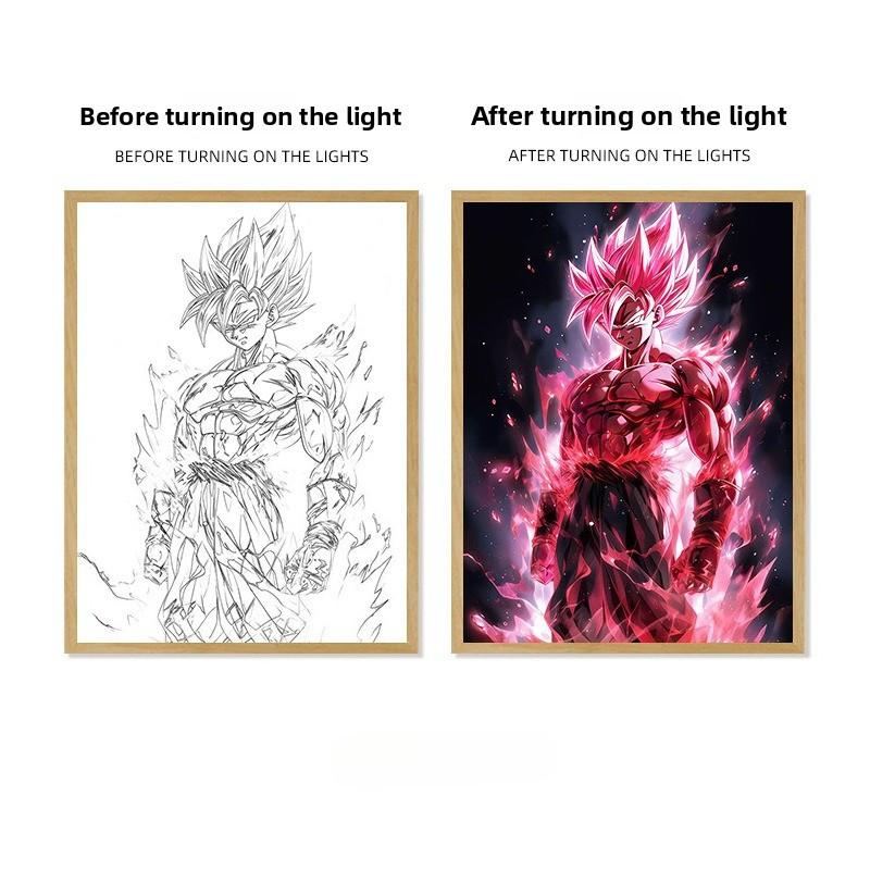 22см/8.66дюйма Аниме Dragon Ball Световая картина Wukong Периферия Ночной светодиодный светящийся мультяшный коллекционный светильник Настольные принадлежности для вечеринок