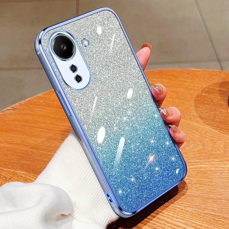 Fashion Plating Gradient Glitter Case For Xiaomi Mi 14 13 Pro 12 11 Lite 11T Redmi Note 12 Pro 12S 11 11S Silicone Back Cover